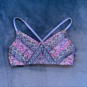 Purple Patterned Swimsuit Bikini Top